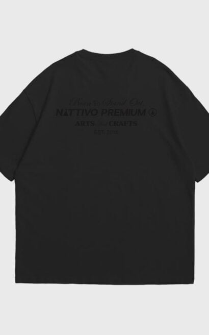 Camiseta oversize negra Nattivo Premium para hombre y mujer.